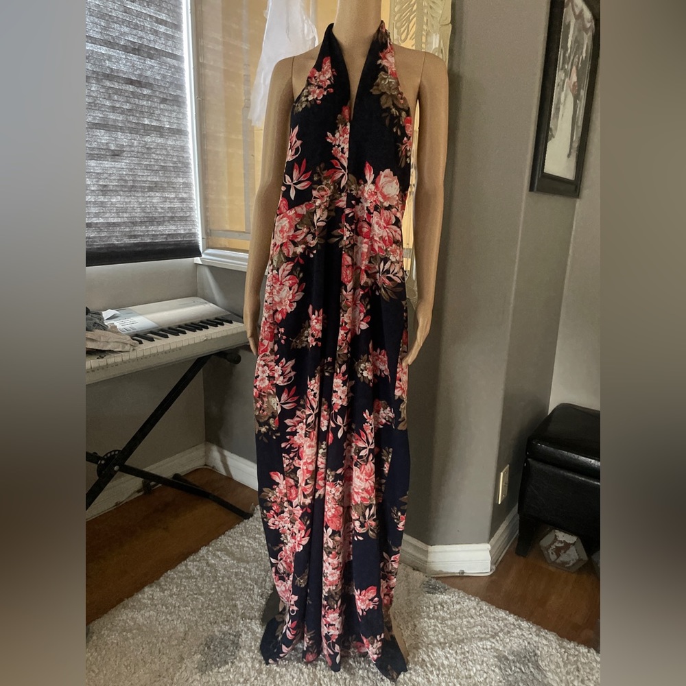Nicole Miller Floral Wide Leg Halter Romper Jumper. Size 4